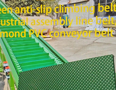Green anti-slip climbing conveyor belt diamond